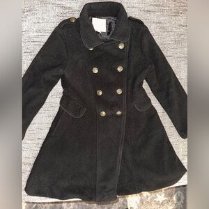 Copper Key Black Double-Breasted Kids Pea Coat